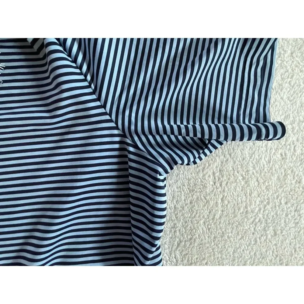 Ralph Lauren RLX Polo Shirt Mens XL Blue Striped Linville Golf Club NC Wicking